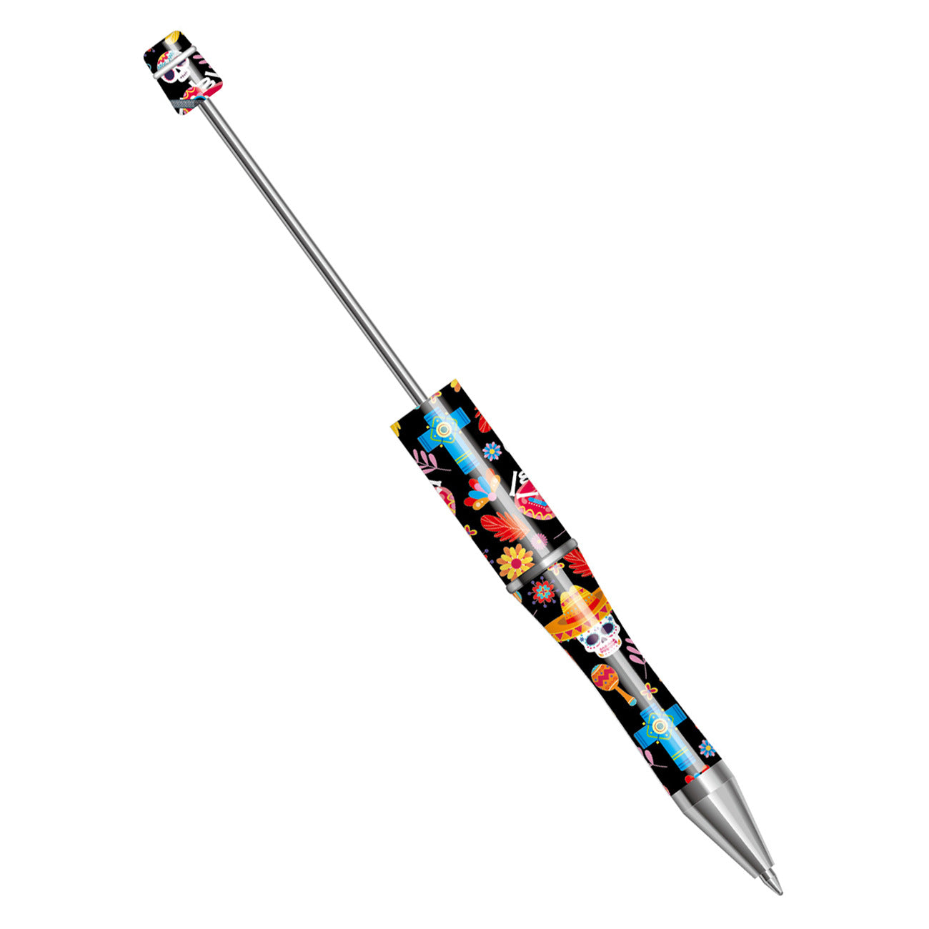 Wholesale Beadable Pens Western Style Aztec Cow Pattern Sunflower Skull Print Plastic Pen